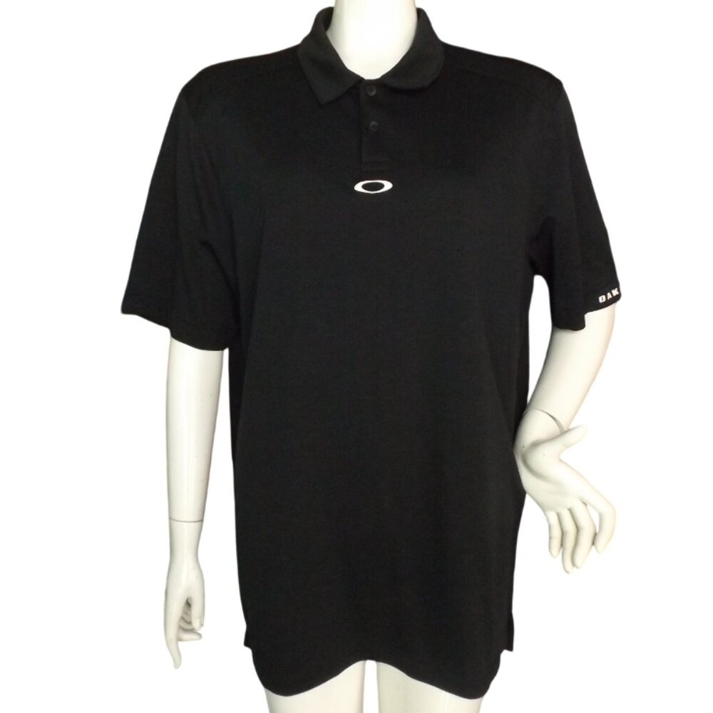 Oakley Polo Shirt, XL, Black, Short sleeve, Logo/O, 2 button collar, Regular Fit - Picture 9 of 12